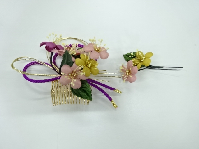 JAPANESE KIMONO / ANTIQUE FLOWER HAIR ACCESSORY SET